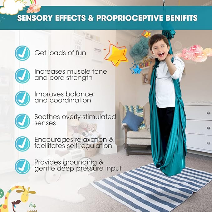 Therapy Swing for Kids with Special Needs (Hardware Included) Snuggle Swing Cuddle Indoor Outdoor Adjustable Hammock for Children with Autism ADHD Aspergers Sensory Integration