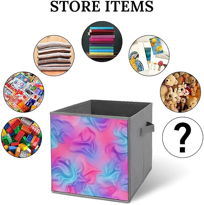 Large Capacity Storage Boxes Purple Rainbow Bisexual Pride Flag Art Foldable Organizer Baskets with Handles Clever Storage Solution for Home