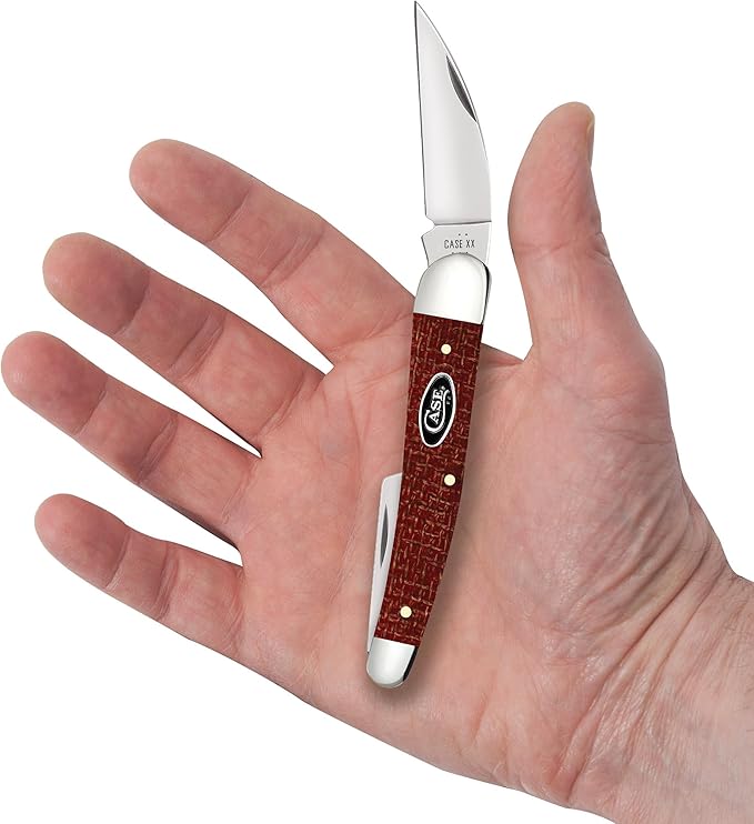 Case XX Pocket Knife SEAHORSE WHITTLER - DARK RED BURLAP MICARTA Item #12276-10355WH SS - Length Closed: 4Inches