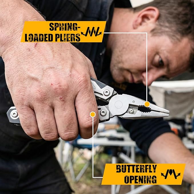 Multper Multitool Pliers MP003AB 21-in-1 Stainless Steel Multi Tool with Pocket Knife Screwdriver Self-locking Pliers for SurvivalOutdoor Camping FishingHiking Simple Repair Gifts for Men