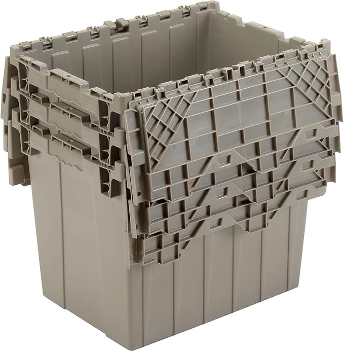 Global Industrial Distribution Container With Hinged Lid 21-7/8x15-1/4x17-1/4 Gray