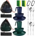 Scout Camping Mess Kit for Person Boy Scout Dishes Set Girl Scout Mess Kit with Mesh Bag Reusable Light Weight Eating Utensils Plastic Camping Cutlery Set for Travel Camp