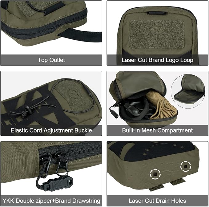 Tactical Hydration Pouch with Inner Bladder for 1L Water Bag Laser Cut MOLLE Hydration Pouch for Hiking Biking Running and Climbin 500D Nylon