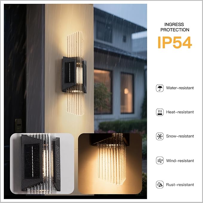 MVBT Solar Outdoor Wall Sconce Waterproof 20.5 Large Front Porch Light Fixtures 3000K LED Patio Wall Light Fixture Modern Outdoor Sconce Lights for House Exterior Garage Lighting Dusk to Dawn