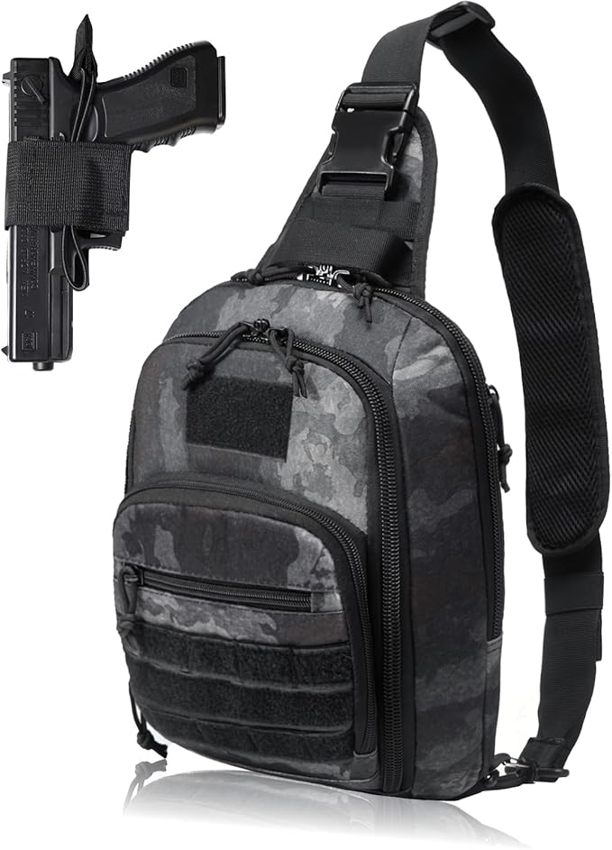DBTAC Tactical Sling Bag | 8L Military Shoulder Chest Pack for Full Size Concealed Carry Range Travel Outdoor Sports | Range Travel Outdoor Sports Military
