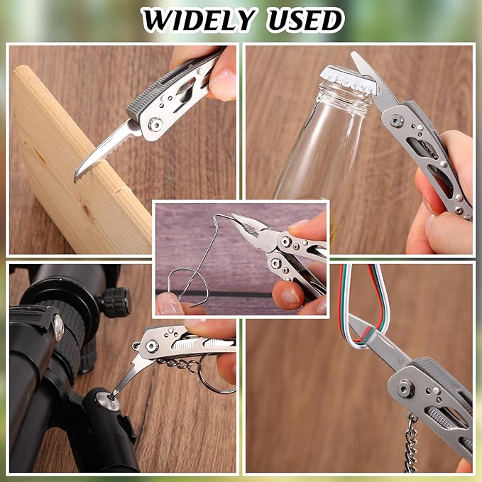 Lasnten 24 Pcs Small Multitool Pliers Gifts for Men Stainless Steel Small Multitool Mini Pliers Foldable Bottle Opener Screwdriver Apply to Camping Dad Gifts (Grey)