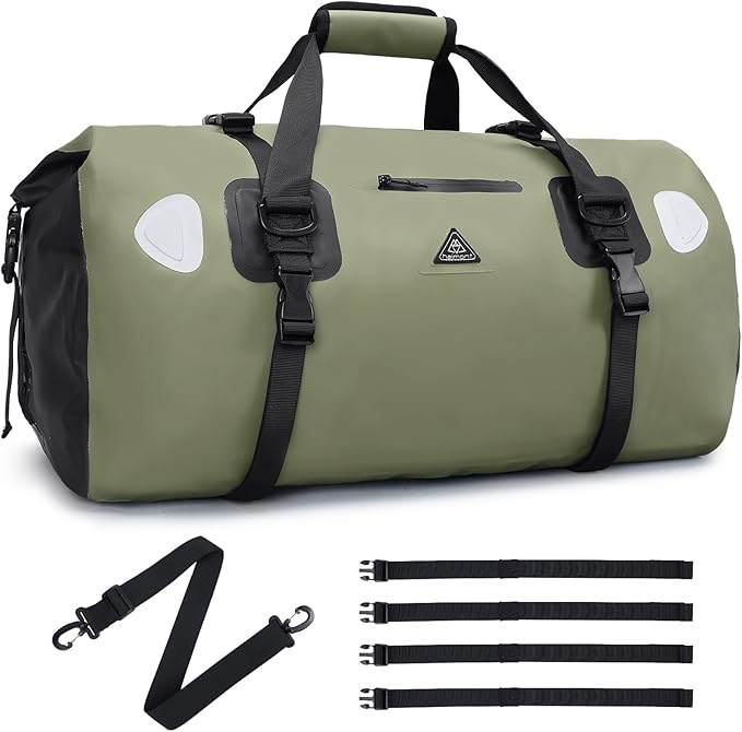 Haimont Waterproof Duffel Bag Roll-top Dry Duffel Bag with Quick-fixed Straps for Motorcycling Rafting Boating SUP Kayaking Travel 50L/70L