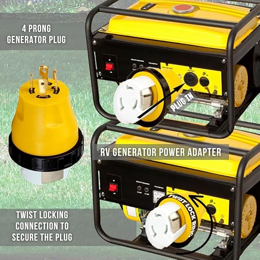 NEMA L14-30P to 50A SS2-50R RV Marine Power Generator Adapter 30A L14-30P to SS2-50R 30A Male 4 Prong Twist Lock Adaptor to 50A SS2-50R Plug Female with Locking Ring 125V/250V by FASWORX