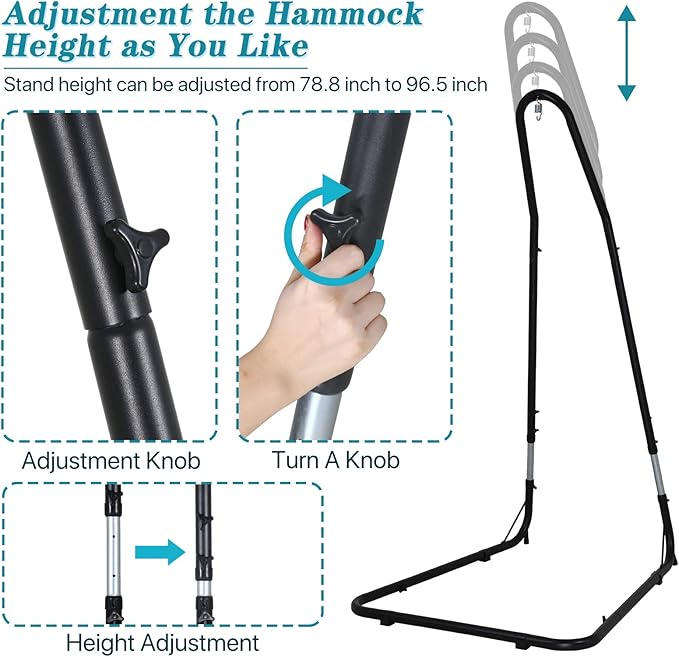 Dkeli Hammock Chair Stand Portable Heavy Duty Solid Steel Stand Only Outdoor Indoor Hanging Chair Stand for Air Porch Swing Chair w/Weather-Resistant Finish Offset Base 360-Degree Rotation Black