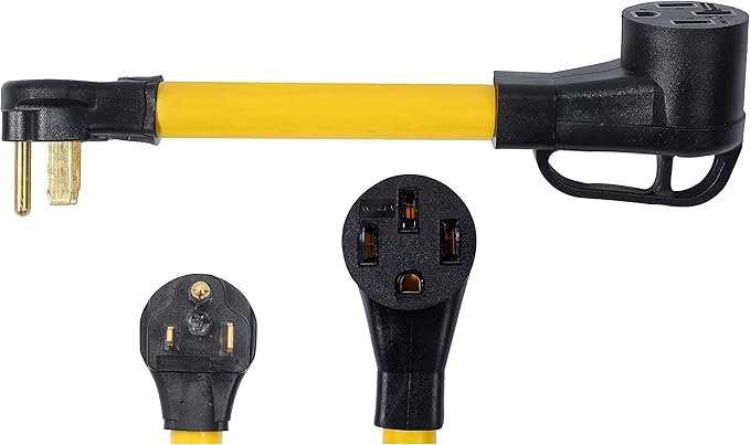 NEMA 6-50P to 14-50R 240V 50 Amp 3 Prong Male Plug to 50 Amp 4 Prong Female Outlet Receptacle Generator Welder Dryer Power Cord Adapter (1FT)