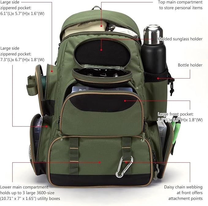 Genérico Compatible For Bag Tackle Backpack Lightweight Tactical Box Multifunctional(Green)