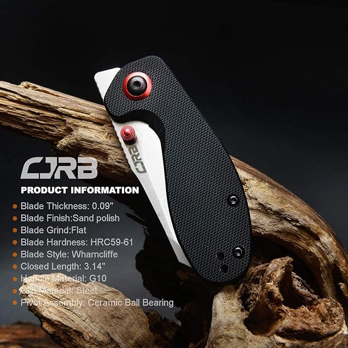 CJRB Maileah Pocket Knife with 2.39’’ AR-RPM9 Powder Steel Blade Folding Knife with G10 Handle Tactical Knife &amp EDC Knife Pocket Knife for Men Ideal for Outdoor Survival Camping Hunting 1918 Blac