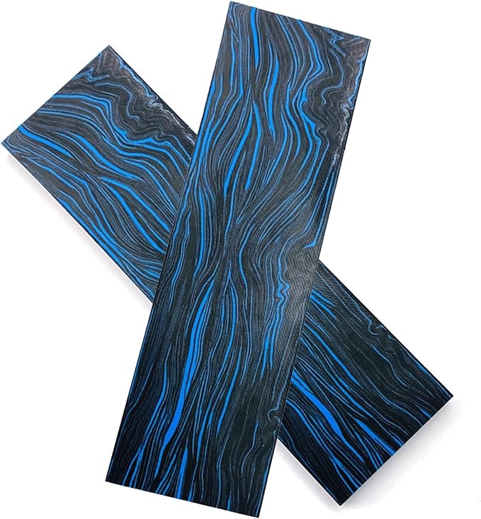 2-piece set of resin knife handle scales blanks material Black and blue patterns DIY folding knife carving decoration(130x43x6mm2PCS)
