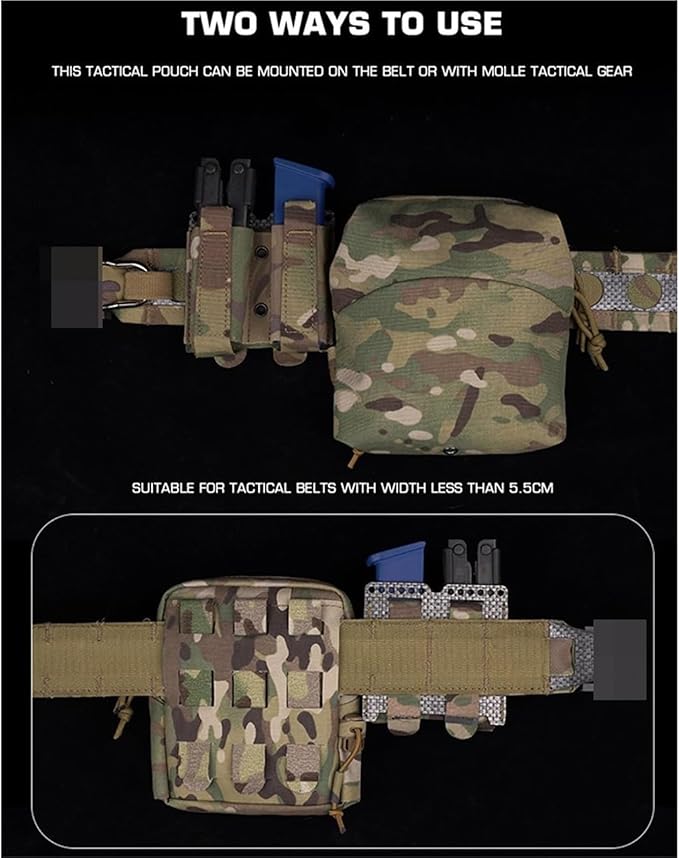 6x5 Inch Multifunctional Universal Tactical Pouch - MOLLE Belt Mount Mag Pouch General Purpose Pocket for Outdoor Hunting Airsoft Tactical Accessories(Wolf Grey)