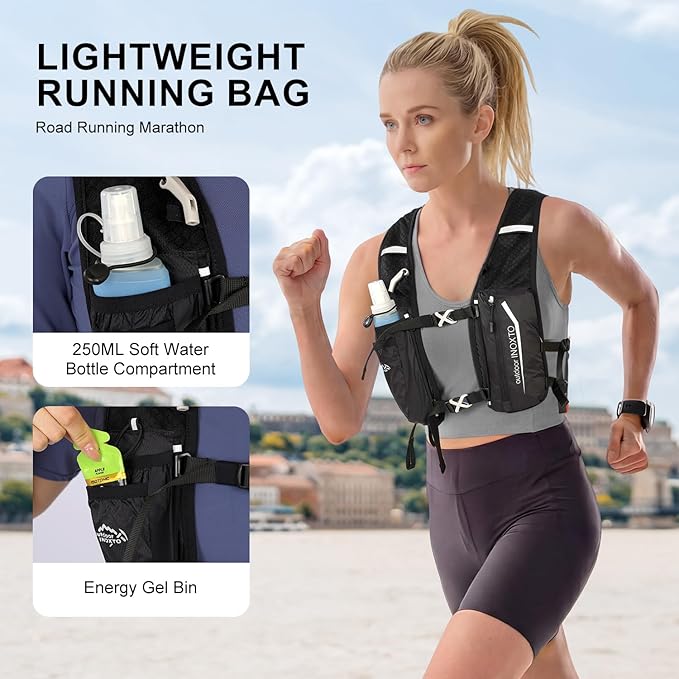 INOXTO Running Hydration Vest BackpackLightweight Insulated Pack with 1.5L Water Bladder Bag Daypack for Hiking Trail Running Cycling Race Marathon for Women Men