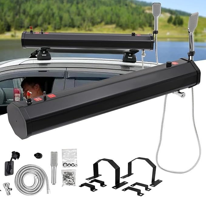 Solar Shower Portable Water Tank for Camping Shower Camp Shower Roof Rack Shower for Hiking Car Wash Pet Cleaning