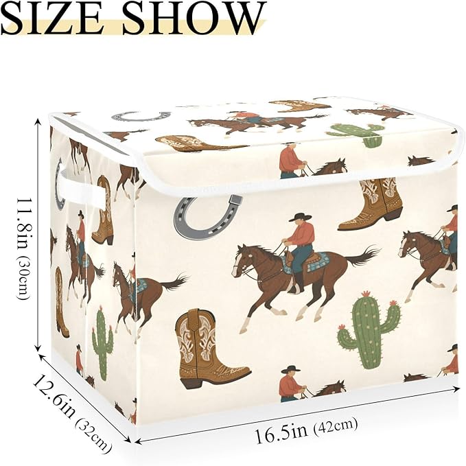 senya Baskets Collapsible Storage Bins with Lids Cactus Horse Rider Storage Boxes Clothes Baskets for Organizing