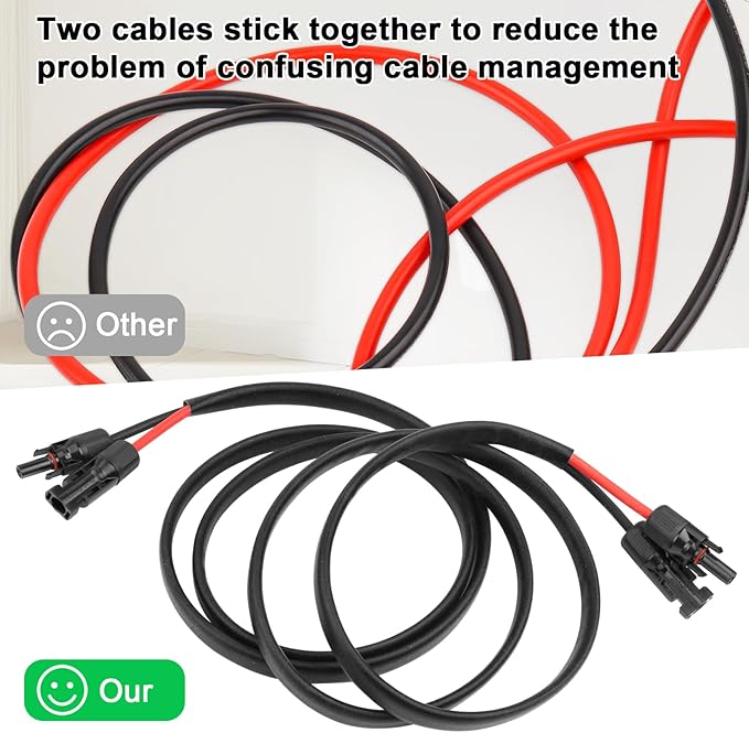 10 AWG Solar Extension Cable 10FT Flexible Solar Panel Wire with Male to Female Connector Parallel Tinned Copper Wire for Solar Panel Automotive RV Boat Outdoors