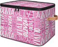 Custom Storage Bins with Zipper Lid Personalized Pink White Fabric Lidded Storage Baskets Boxes Foldable Cubes Clothes Organizer Container