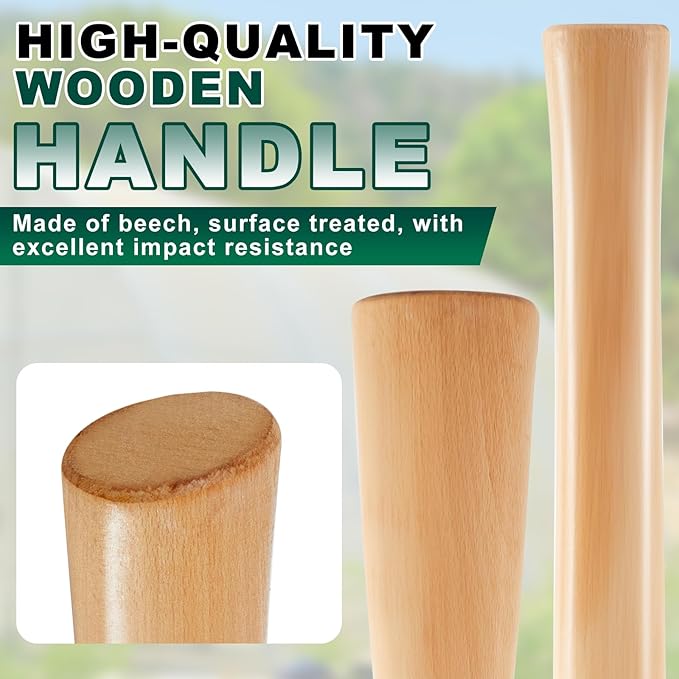 Bucherry 1 Pcs 35 Inches Pickaxe Handles Beech Wood Handles Replacement Tool Set for Heavy Duty Pick Axe Mattock Heads for Gardening Landscaping Yard and Outdoors Work