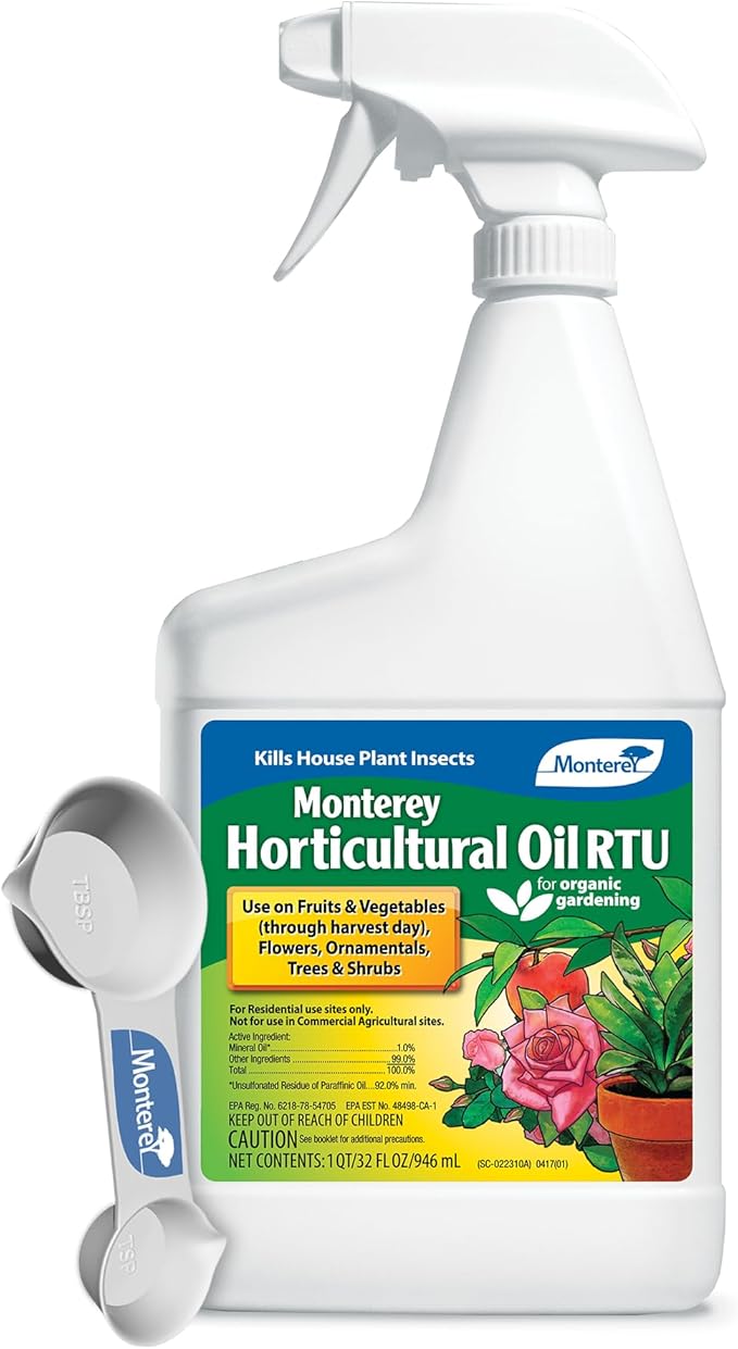 Monterey Horticultural Oil Spray Bundled with Garden Measuring Spoon - Treatment for Control of Insects - 32 oz RTU