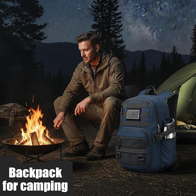 25L Military Tactical Backpack - Molle Army 3 Days Assault Pack Out Bag Hiking Rucksack Blue
