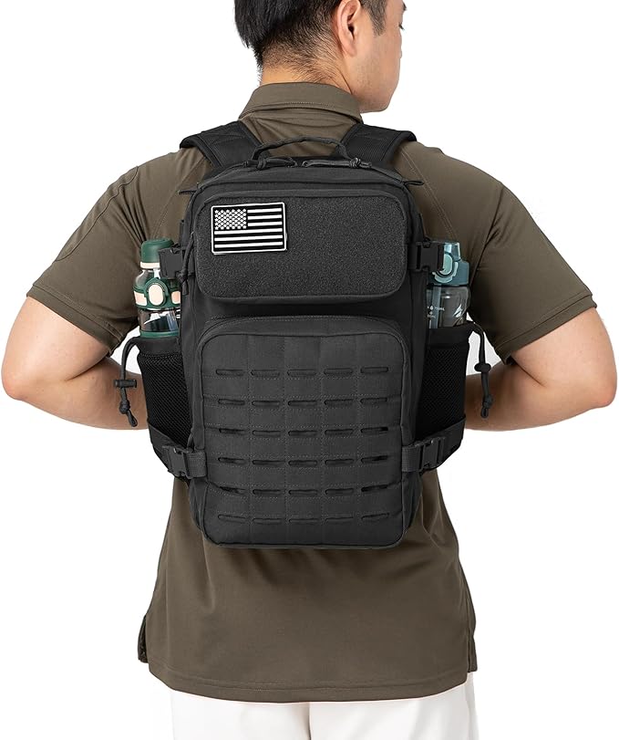 QT&ampQY 25L/45L Military Tactical Backpack For Men Molle Daypack 3 Day Bug Out Bag Hiking Rucksack With Bottle Holder