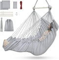 Outerman Hammock Chair Hanging Chair with 3 Cushions and Foot Rest Support Sturdy Metal Spreader Bar Max 440 Lbs Swing Chair for Bedroom Indoor &amp Outdoor Patio Porch or Tree（Gray）