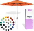 Midtown Umbrellas - 10-Year-No-Fade 6 Ft Patio Umbrella with Terylast Fabric Auto-Tilt Aluminum Frame and 8 Reinforced Ribs for Deck Pool Garden &amp Beach - Tangerine Canopy Black Pole