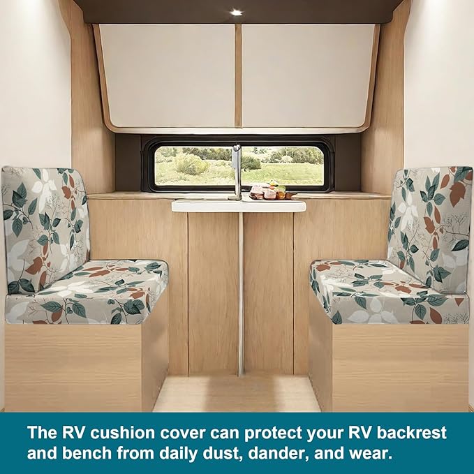 KRFOONN RV Dinette Cushion Covers Stretch Camper Cushions Covers Replacement Couch Cushion Slipcovers Washable Loveseat Slipcovers for Travel Trailer Couch (2 Backrest Cover &amp 2 Bench Cover 18)