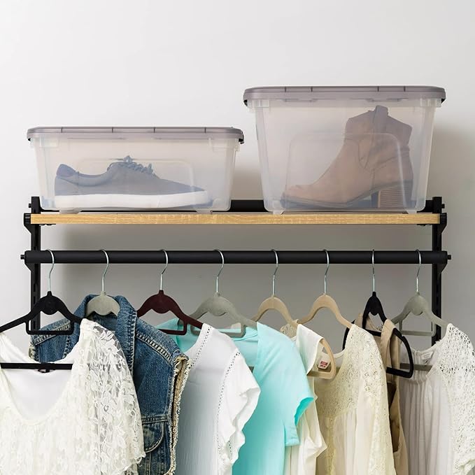 Clear Plastic Storage Bins with Lids Stackable Organizer Boxes for Closet Bedroom and Office (17.2 qt)