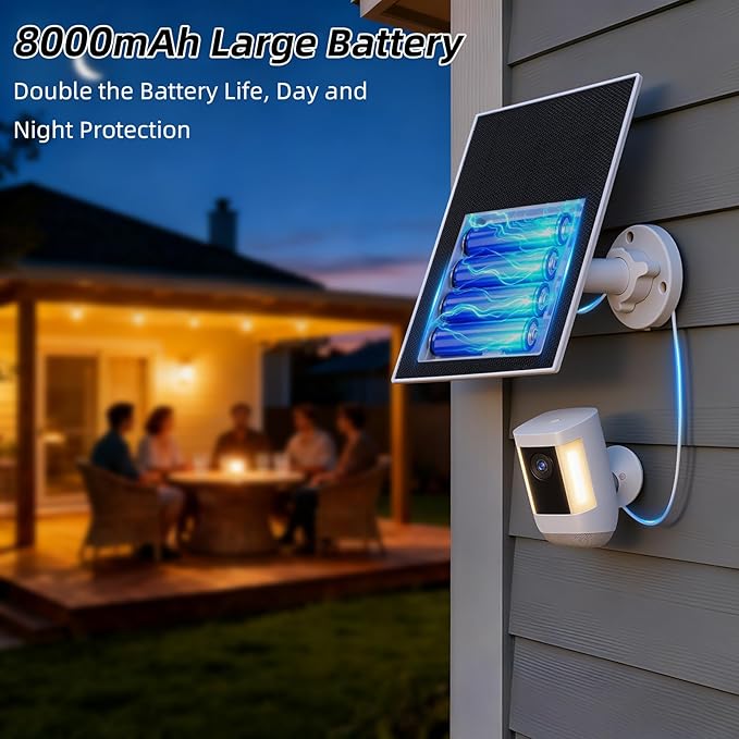 LIYVZ 5W Solar Panel Ring with 8000mAhBattery Ring Spotlight Cam Plus &amp Stick Up Camera Solar Panel for Ring Camera