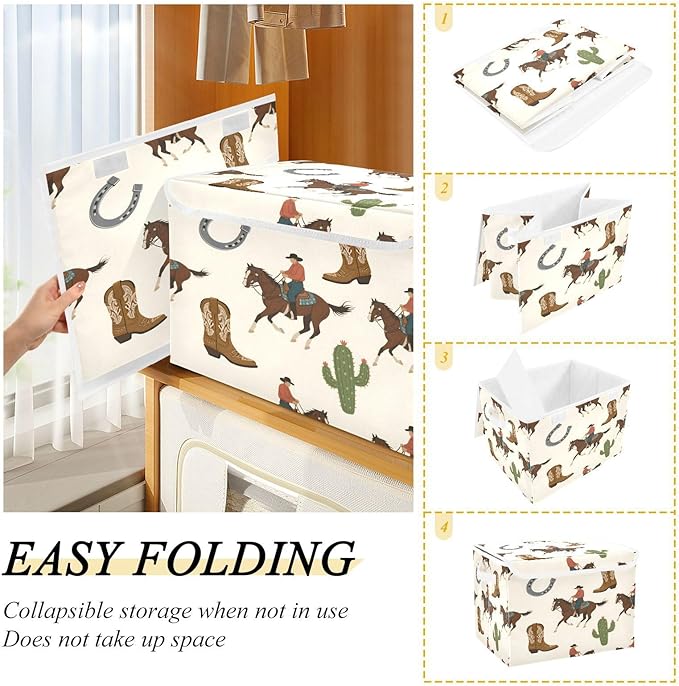 senya Baskets Collapsible Storage Bins with Lids Cactus Horse Rider Storage Boxes Clothes Baskets for Organizing