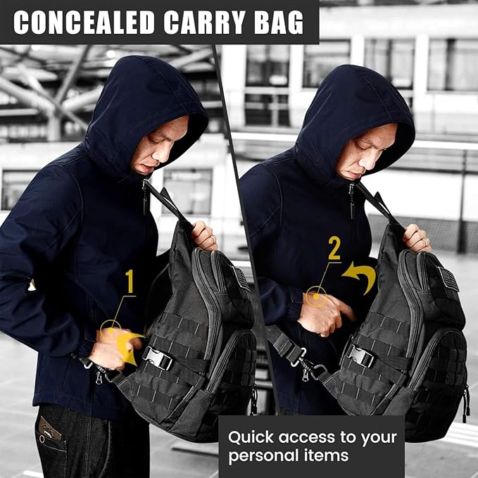 G4Free Tactical EDC Sling Backpack Military Rover Shoulder Sling Bag Pack with Pistol Holster for Concealed Carry | EDC Pack Pistol Holster Concealed Carry