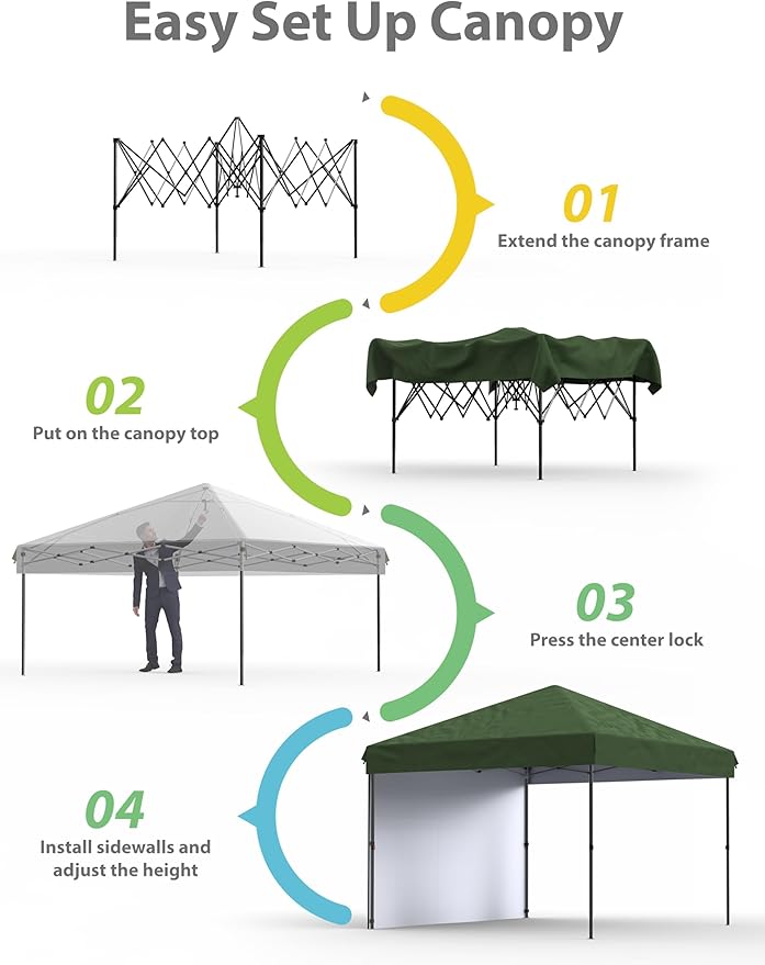 10 X 10ft Pop-Up Canopy Foldable Outdoor Sunshade Shelter One-Push Setup Tent for Events Parties Camping and Commercial Use. Instant Setup Tent Shelter with 1 Removable Sidewalls+ Green