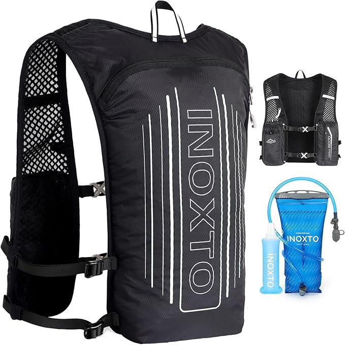 INOXTO Running Hydration Vest BackpackLightweight Insulated Pack with 1.5L Water Bladder Bag Daypack for Hiking Trail Running Cycling Race Marathon for Women Men