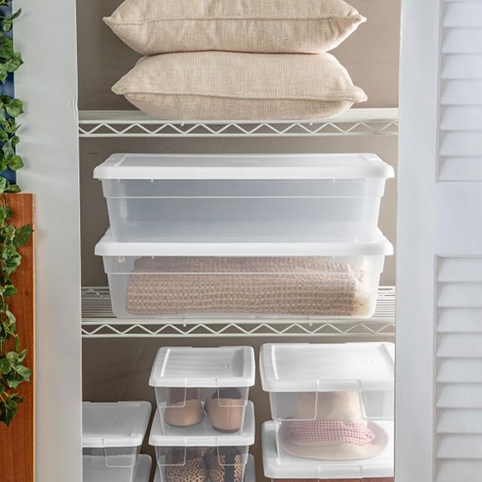 Sterilite 30-Pack Storage Box Stackable Clear Plastic Bins with Snap-On Lids 28 Quart
