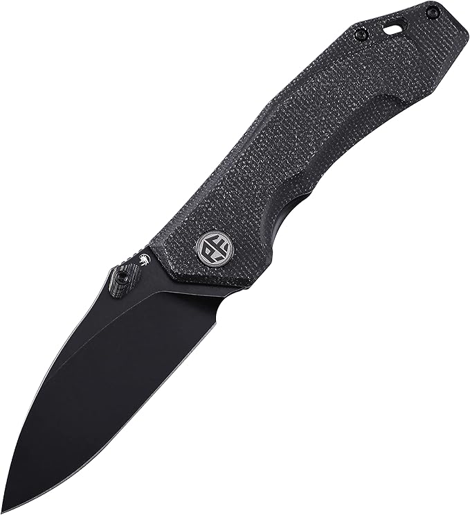 Petrified fish PFP04 Havrog3.15 K110 Stonewashed Blade 127g Micarta Handle Liner lock Folding knife (Black Stonewashed Black Micarta)