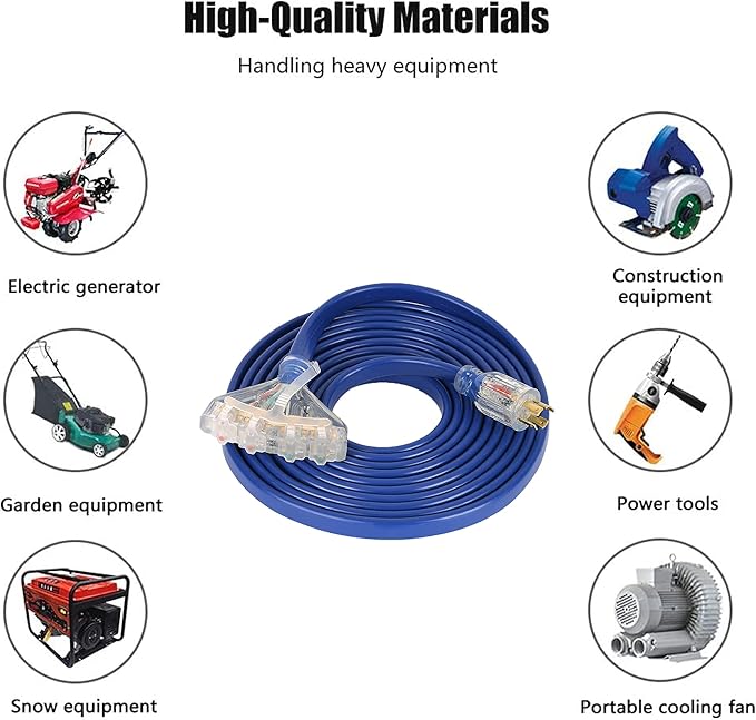 S7 25 Feet Heavy Duty Generator Adaptor Extension CordLocking CordNEMA L14-30P/Four 5-20R 4 Prong 10 Gauge Flexible Generator Cable