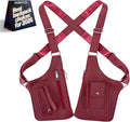 Leather Double Shoulder Armpit Bag for Men Underarm Concealed Rover The Holste Vest for Mens Adjustable Leather Bag (Burgundy)