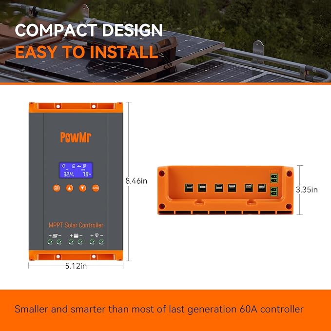 MPPT Solar Charge Controller 60AMP for 12V/24V/36V/48V Auto MAX 160V 2800W Input 150V w/LCD Display for Lead-Acid Lithium Battery -- Parallel Version