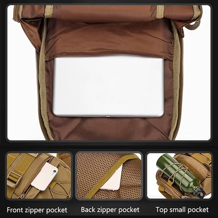 Men's Tactical Sling Bag Crossbody Shoulder Daypack with USB Charging Port for Cycling Travel Hiking