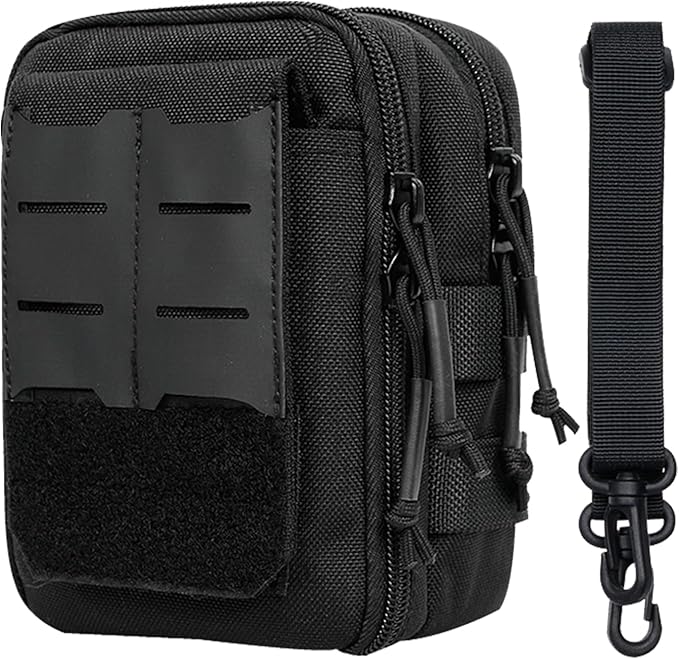 Multipurpose EDC Utility Gadget Pouch Molle Hip Waist Belt Bag Universal Cell Phone Holster Outdoor Wallet Nylon Case Camping Hiking Gear Tool Organizer (B)