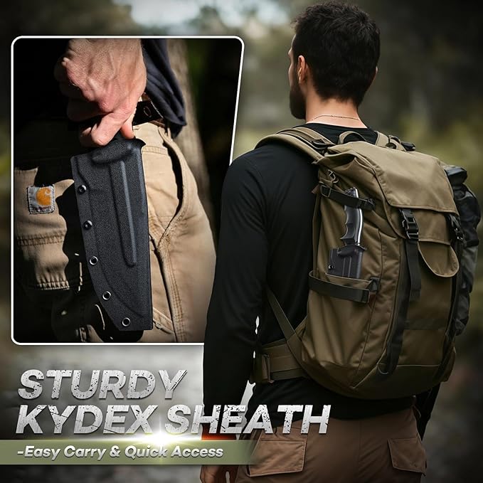Freelander Camping Axe with Sheath and Outdoor Fixed Blade Knife with Kydex Sheath