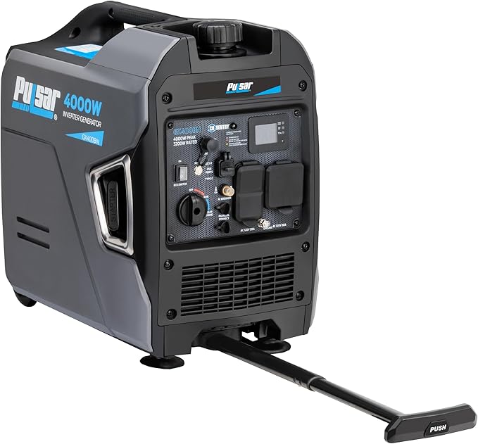 Pulsar Products GX400BN 4000W Portable Ultra-Quiet Dual Fuel &amp Parallel Capability RV-Ready Handle &amp Wheels with CO