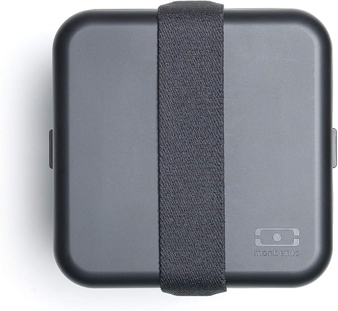 monbento - Large Bento Lunch Box MB Square Onyx with 2 Compartments - 57 oz - Leakproof Lunch Box for Work/Picnic/Meal Prep - BPA Free - Microwave &amp Dishwasher Safe - Black