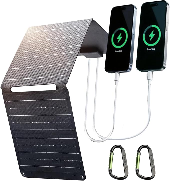 ALLPOWERS SP001 21W Portable Solar Panel Charger High-Efficiency 22-25% Folding Solar Panel for Camping RV Home and Outdoor Use with Dual USB Outputs（SP001-21W