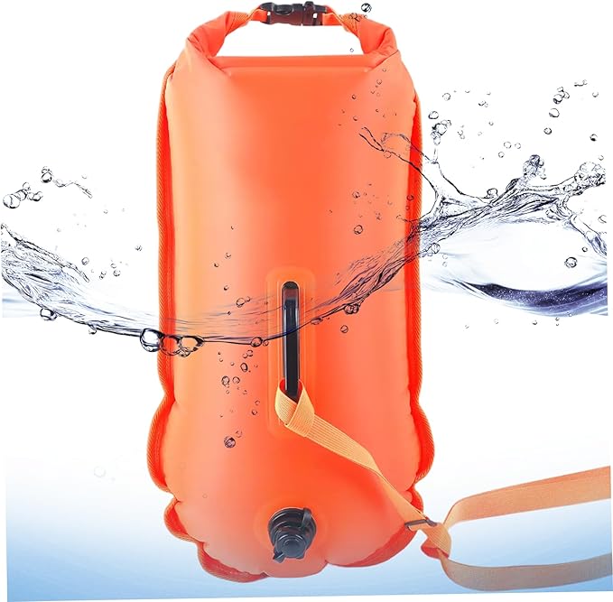 Swimming Buoy Portable Swim Buoy 50L with Adjustable Belt Waterproof Nylon Dry Bag High Visibility for Safety Open Water