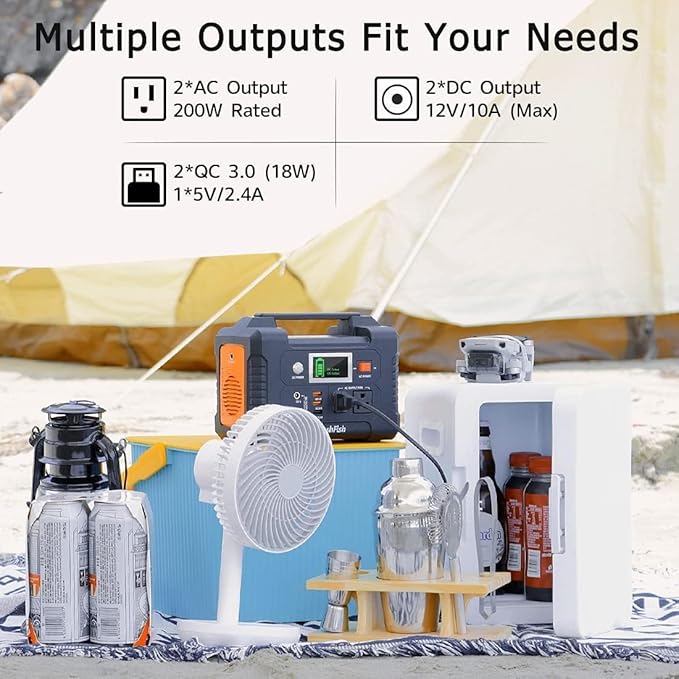Solar Generator With Solar Panel Included FF Flashfish 200W Portable Power Station+60W Solar Panel(DC/USB-A/USB-C Output) Backup Power Battery And Solar Panel Kit For Home Blackout/RV/Camping