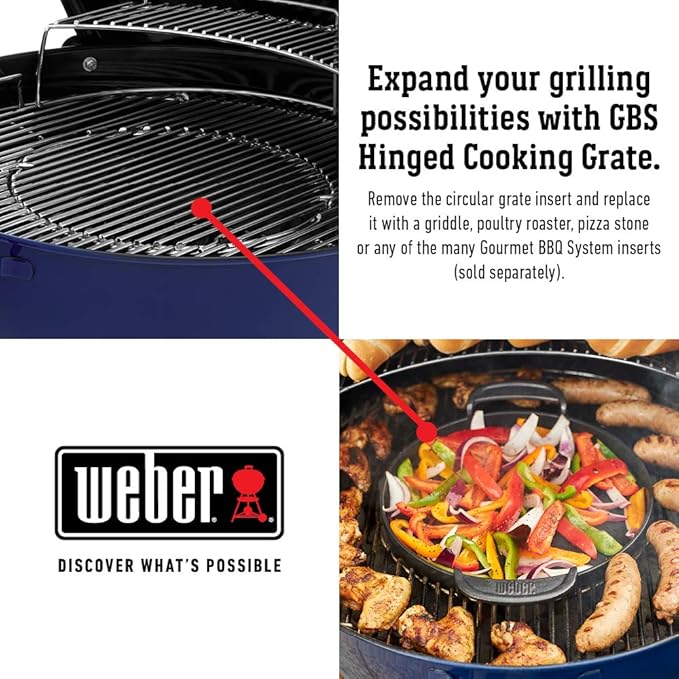 Weber Master-Touch Charcoal Grill 22-Inch Deep Ocean Blue – Premium Outdoor BBQ Grill with Tuck-Away Lid Holder &amp One‑Touch™ Cleaning System Porcelain‑Enameled Kettle